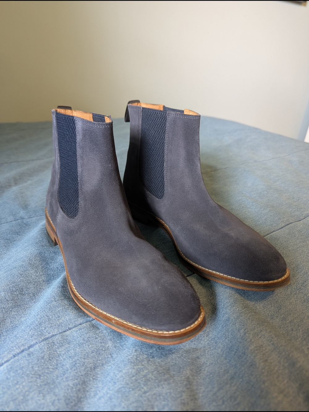 Samuel Windsor Men's Navy Suede Chelsea Boots US 10.5 UK 9.5